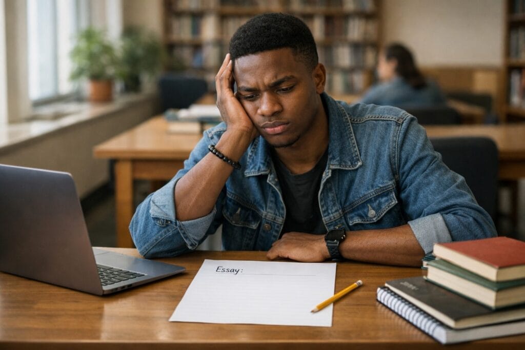 Student struggling to write first sentence